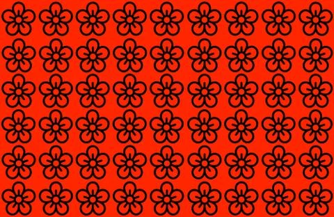 Flower Pattern with Red Background. Petals Design spread over clear backgroun Ilustração Stock