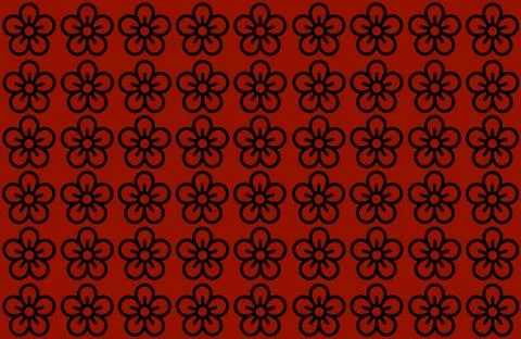 Flower Pattern with Red Background. Petals Design spread over clear backgroun Ilustração Stock