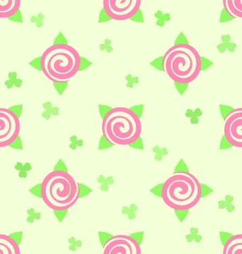 Flower pattern - roses and shamrocks. Seamless vector Stock Illustration