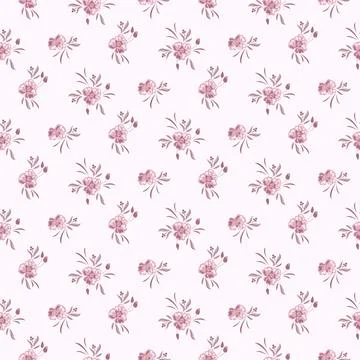 Flower pattern rustic small tiny rose pink background with garden flowers Stock Illustration