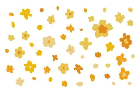 Flower pattern, set of different cute flowers, flower meadow, yellow flowers Stock Illustration