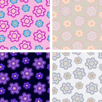 Flower Pattern Set Stock Illustration