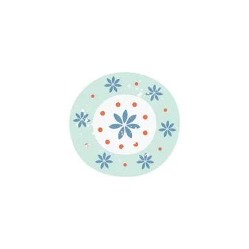 Flower pattern simple background for simple ceramic plate Stock Illustration