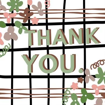 Flower pattern on stripe background with thank you word ,thank you card Stock Illustration