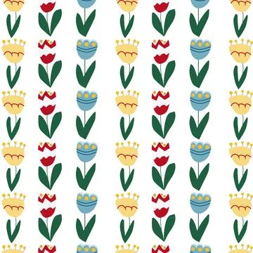 Flower pattern of tulip bells on white background イラスト素材