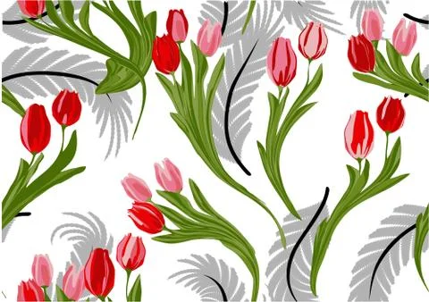Flower pattern with tulips Stock Illustration