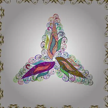 Flower pattern vector, blue, brown and white line graphic pattern abstract vecto Stockillustratie