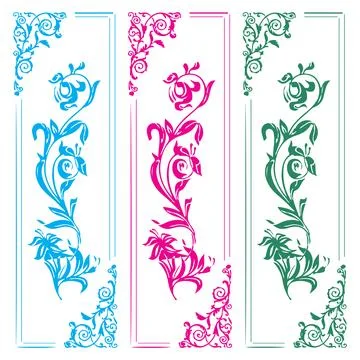 Flower Pattern Vector Illustrations Border Design Stock Illustration