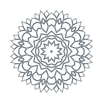 Flower pattern vector. Mandala line art illustration. Black and white colorin Stock Illustration