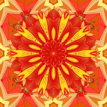 Flower pattern vector, orange, yellow and red line graphic pattern abstract vect Stockillustratie