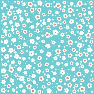 Flower Pattern, white on blue Stock Illustration