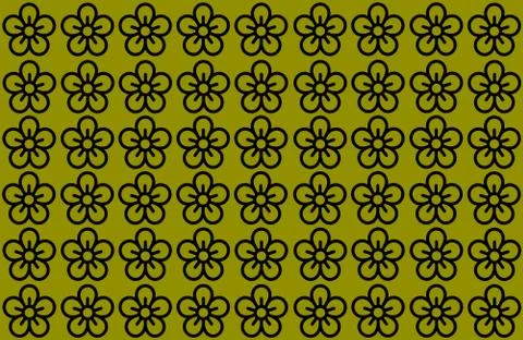 Flower Pattern with Yellow Background. Petals Design spread over clear backgr Ilustração Stock