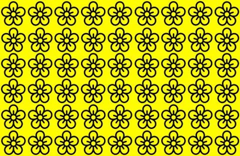 Flower Pattern with Yellow Background. Petals Design spread over clear Ilustração Stock