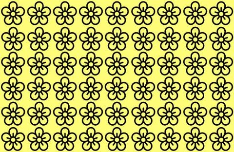 Flower Pattern with Yellow Background. Petals Design spread over clear backgr Ilustração Stock