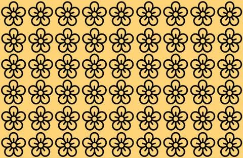 Flower Pattern with Yellow Background. Petals Design spread over clear backgr Ilustração Stock