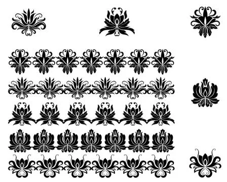 Flower patterns and borders Stock Illustration