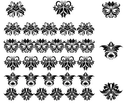 Flower patterns and borders 스톡 일러스트