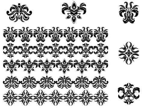 Flower patterns and borders Stock Illustration