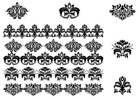 Flower patterns and borders Stock Illustration