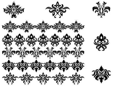 Flower patterns and borders Stock Illustration