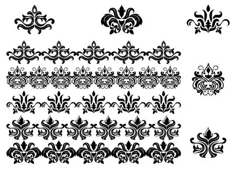 Flower patterns and borders Stock Illustration