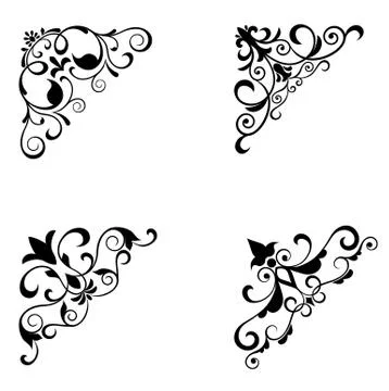 Flower patterns and borders 스톡 일러스트