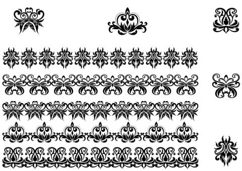 Flower patterns and borders Stock Illustration