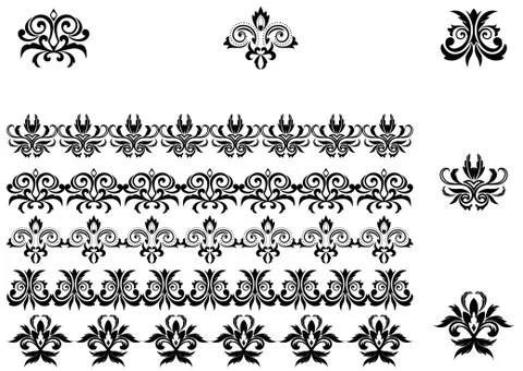 Flower patterns and borders Stock Illustration