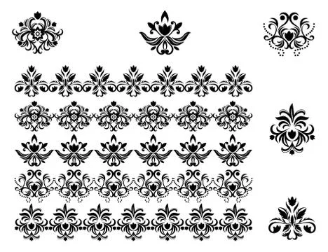 Flower patterns and borders 스톡 일러스트