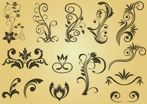 Flower patterns and borders Stock Illustration