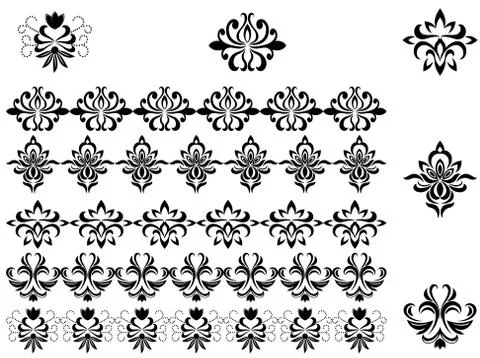 Flower patterns and borders Stock Illustration