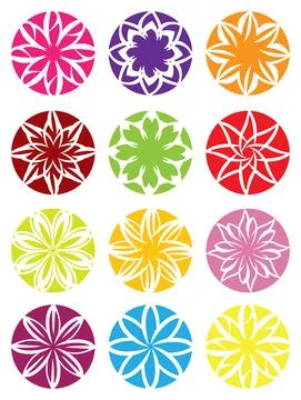 Flower Patterns in Circle Vector Design Stock Illustration