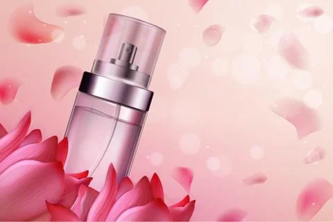 Flower perfume cosmetics vector illustration, natural fragrance, aromatic Illustration