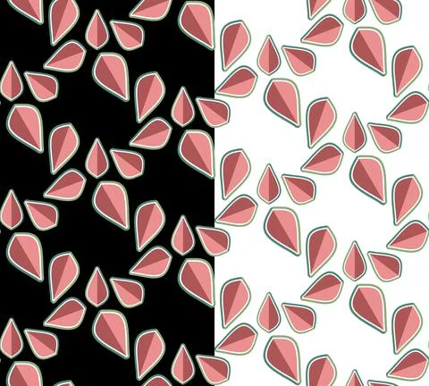 Flower petal seamless pattern. Geometric floral backdrop, pink green color Stock Illustration
