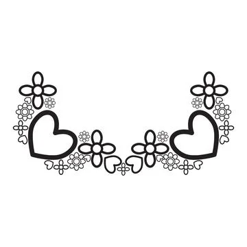 Flower petals and leaf border ornament Stock Illustration