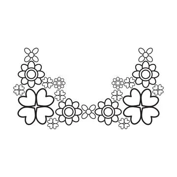 Flower petals and leaf border ornament Stock Illustration
