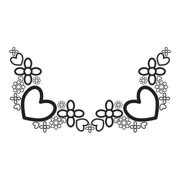 Flower petals and leaf border ornament Stock Illustration