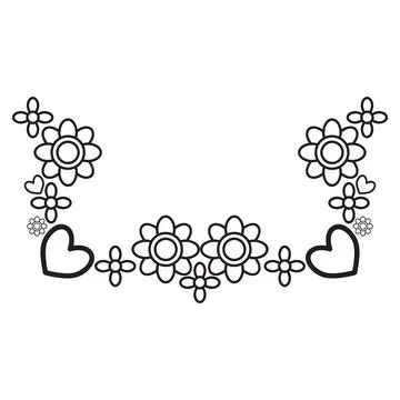 Flower petals and leaf border ornament Stock Illustration