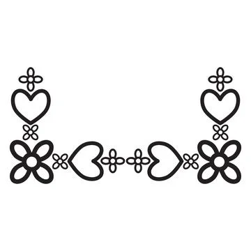 Flower petals and leaf border ornament Stock Illustration