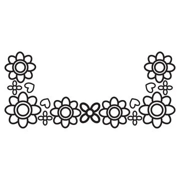Flower petals and leaf border ornament 스톡 일러스트