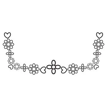 Flower petals and leaf border ornament Stock Illustration