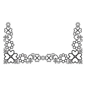 Flower petals and leaf border ornament Stock Illustration
