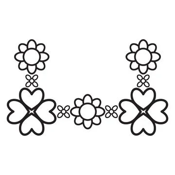 Flower petals and leaf border ornament Stock Illustration
