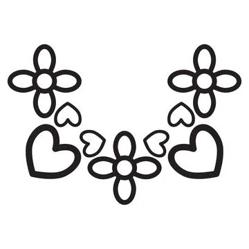 Flower petals and leaf border ornament 스톡 일러스트