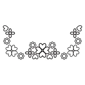 Flower petals and leaf border ornament Stock Illustration
