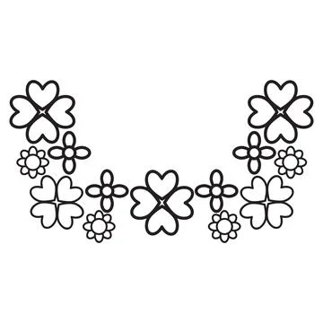 Flower petals and leaf border ornament Stock Illustration