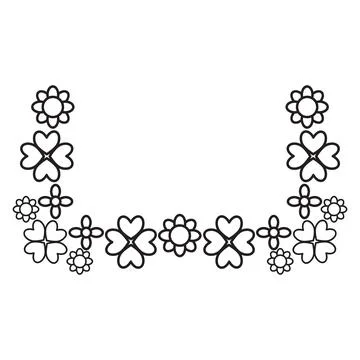 Flower petals and leaf border ornament 스톡 일러스트