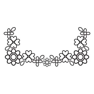 Flower petals and leaf border ornament Stock Illustration
