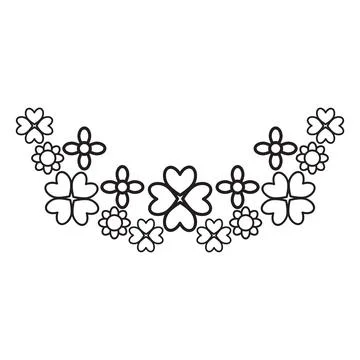 Flower petals and leaf border ornament Stock Illustration
