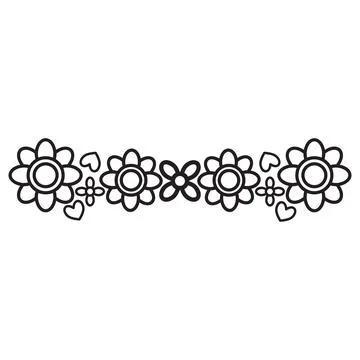 Flower petals and leaf border ornament Stock Illustration